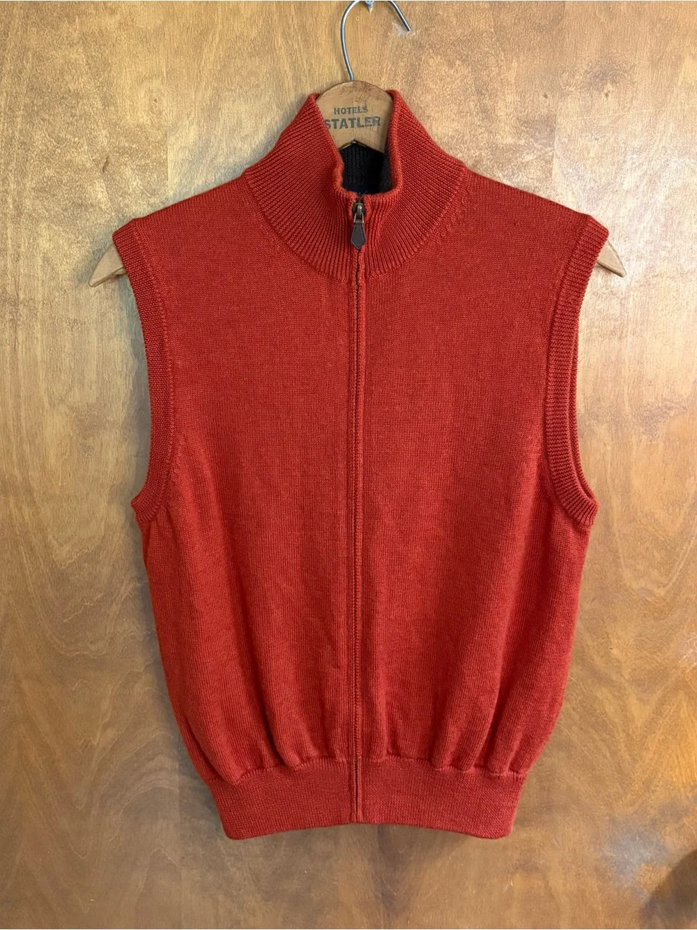 Brooks Brothers Red 100% Italian Merino Wool Funnel Neck Zip Up Sweater Vest